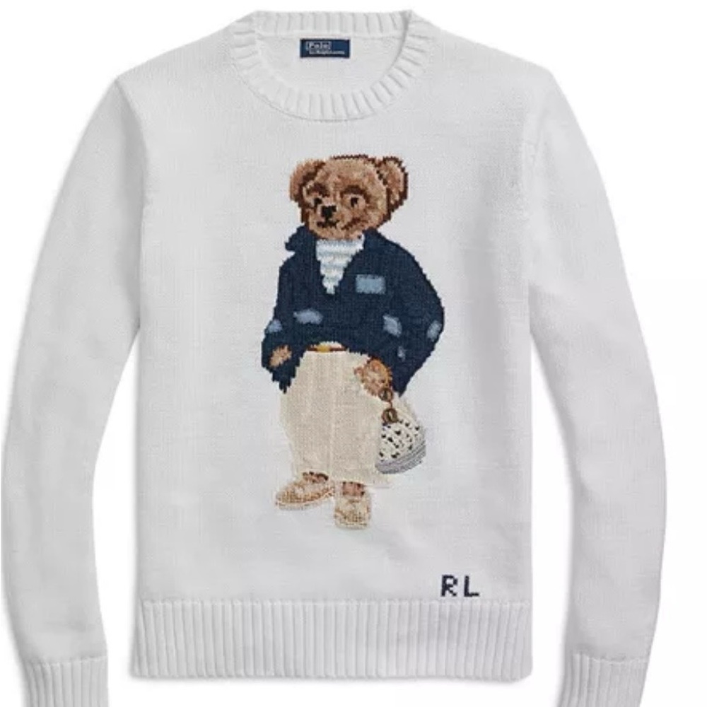 Polo by Ralph Lauren White Sweater with Bear Design